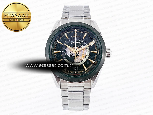 Omega Aqua Terra GMT Worldtimer 150M 43mm 24 Yeşil A8938 Eta Saat - 1:1 Süper Klon Replika Saat