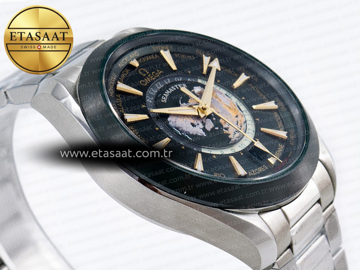 Omega Aqua Terra GMT Worldtimer 150M 43mm 24 Best Edition Green Dial on SS Bracelet A8938 - Görsel 6