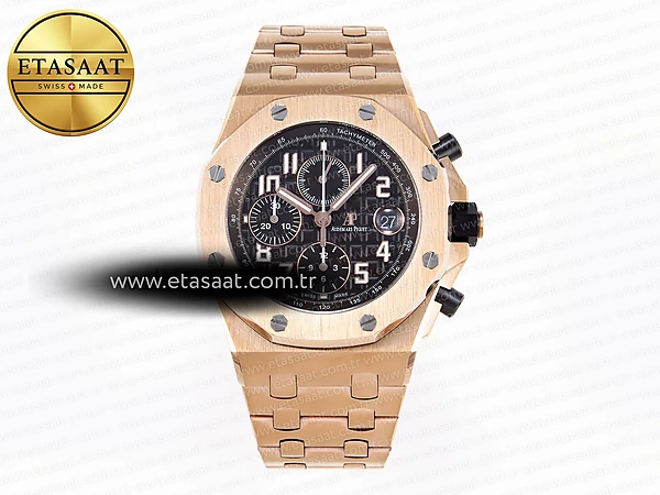 Audemars Piguet Royal Oak Rg/Rg Siyah/Blk Apf A3126 Eta Saat - 1:1 Süper Klon Replika Saat