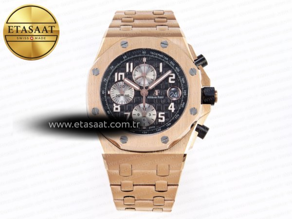 Audemars Piguet Royal Oak Rg/Rg Siyah/Rakamlı Apf A3126 Eta Saat - 1:1 Süper Klon Replika Saat