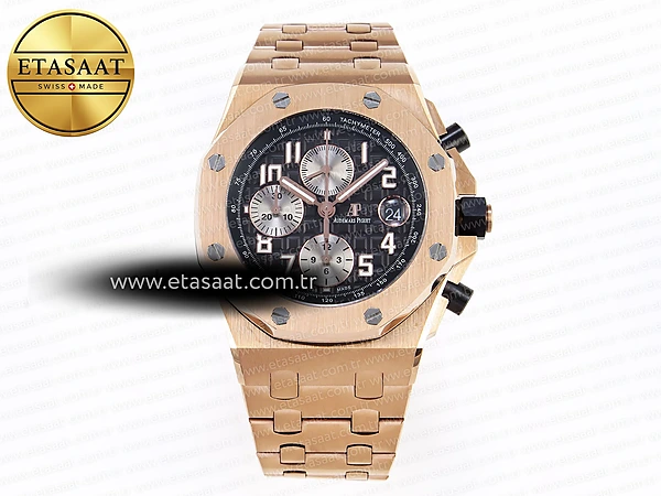 Audemars Piguet Royal Oak Rg/Rg Siyah/Rakamlı Apf A3126 Eta Saat - 1:1 Süper Klon Replika Saat