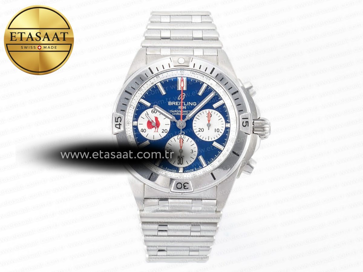Breitling Chronomat B01 France 42mm SS BLSF 1:1 Best Edition Blue Dial on SS Bracelet A7750 - Görsel 3