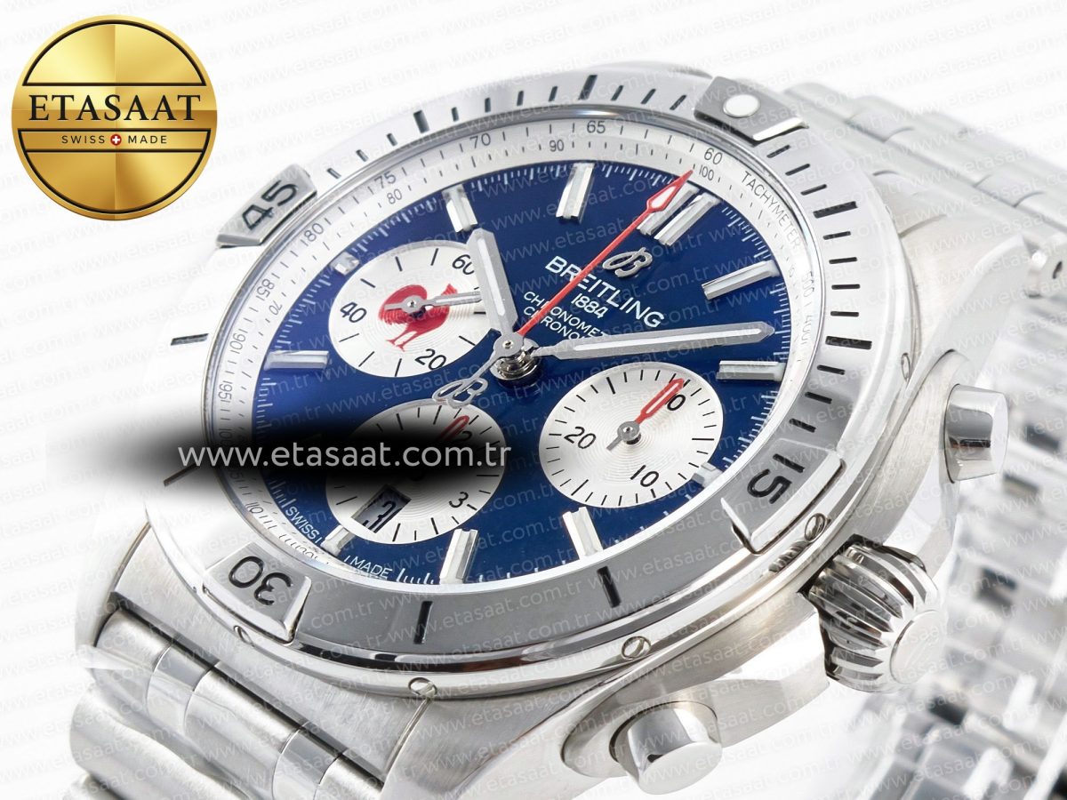 Breitling Chronomat B01 France 42mm SS BLSF 1:1 Best Edition Blue Dial on SS Bracelet A7750 - Görsel 6