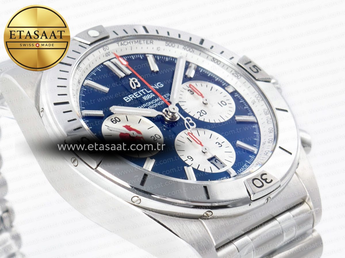 Breitling Chronomat B01 France 42mm SS BLSF 1:1 Best Edition Blue Dial on SS Bracelet A7750 - Görsel 7
