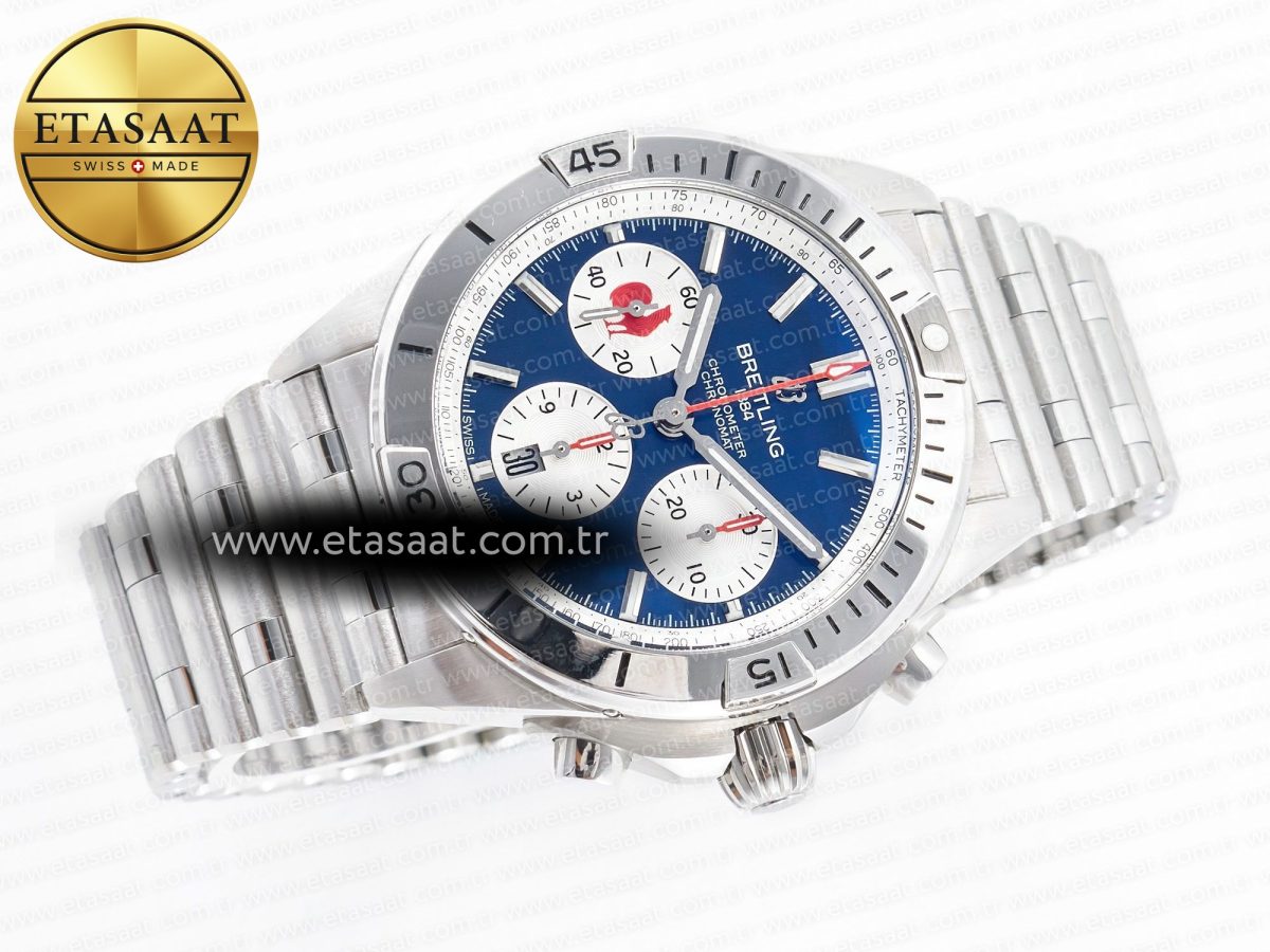 Breitling Chronomat B01 France 42mm SS BLSF 1:1 Best Edition Blue Dial on SS Bracelet A7750 - Görsel 8