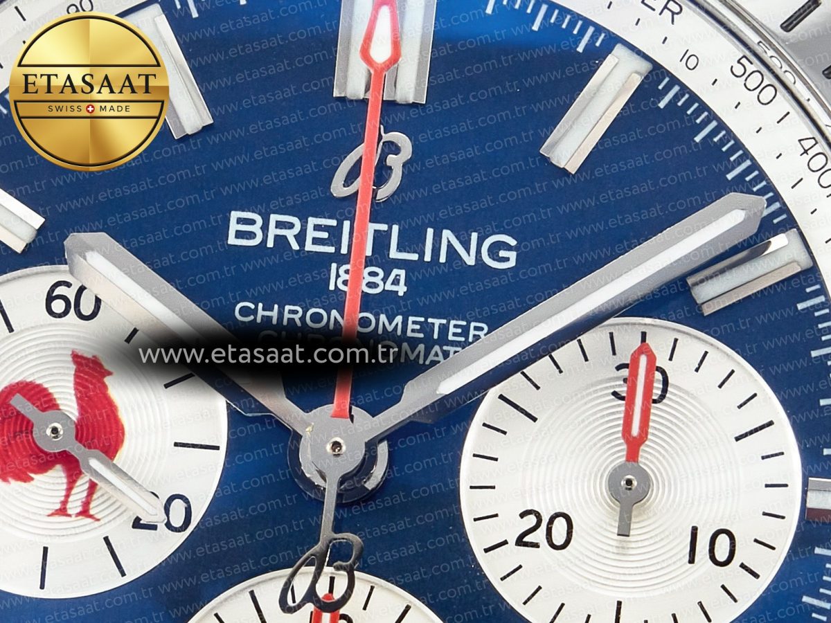 Breitling Chronomat B01 France 42mm SS BLSF 1:1 Best Edition Blue Dial on SS Bracelet A7750 - Görsel 9