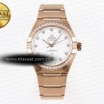 Omega Constellation 39MM RG Pırlantalı Beyaz Kadran RGA8801 Eta Saat - Görsel 3 - 1:1 Süper Klon Saat