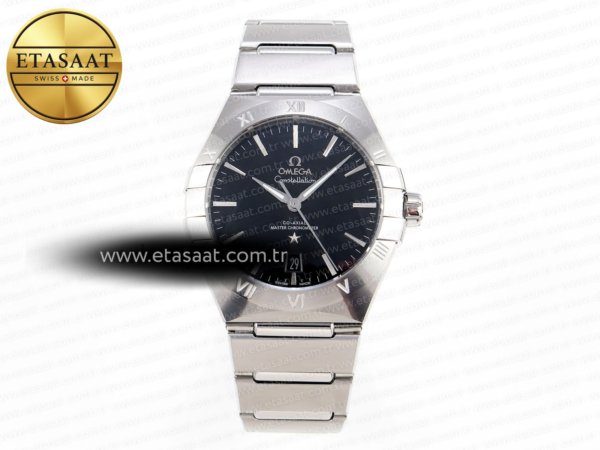 Omega Constellation 39MM SS Siyah Kadran Bilezik A8800 Eta Saat - 1:1 Süper Klon Replika Saat