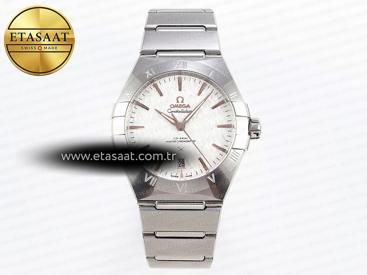 Omega Constellation 39MM Beyaz Dokulu Kadran Bilezik A8800 Eta Saat - 1:1 Süper Klon Replika Saat