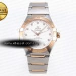 Omega Constellation 39MM Çelik/RG Beyaz Pırlanta A8800 Eta Saat - Görsel 3 - 1:1 Süper Klon Saat