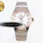 Omega Constellation 39MM Çelik/Altın Beyaz Pırlanta A8800 Eta Saat - Görsel 3 - 1:1 Süper Klon Saat