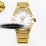 Omega Constellation 39MM RG Pırlantalı Beyaz Pırlanta A8801 Eta Saat - Görsel 3 - 1:1 Süper Klon Saat