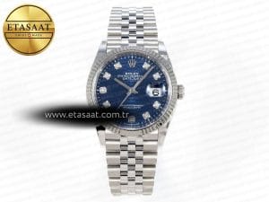 Rolex Datejust 126234 36mm Mavi Kadran Pırlanta Bezel Jubilee Bilezik Clean Factory VR3235 Super Clone ETA – Detay Görünümü 12
