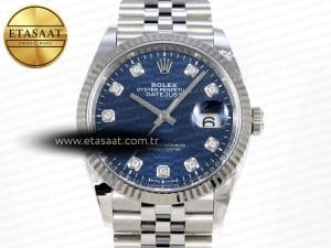Rolex Datejust 126234 36mm Mavi Kadran Pırlanta Bezel Jubilee Bilezik Clean Factory VR3235 Super Clone ETA – Detay Görünümü 18