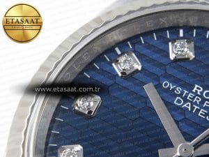 Rolex Datejust 126234 36mm Mavi Kadran Pırlanta Bezel Jubilee Bilezik Clean Factory VR3235 Super Clone ETA – Detay Görünümü 27