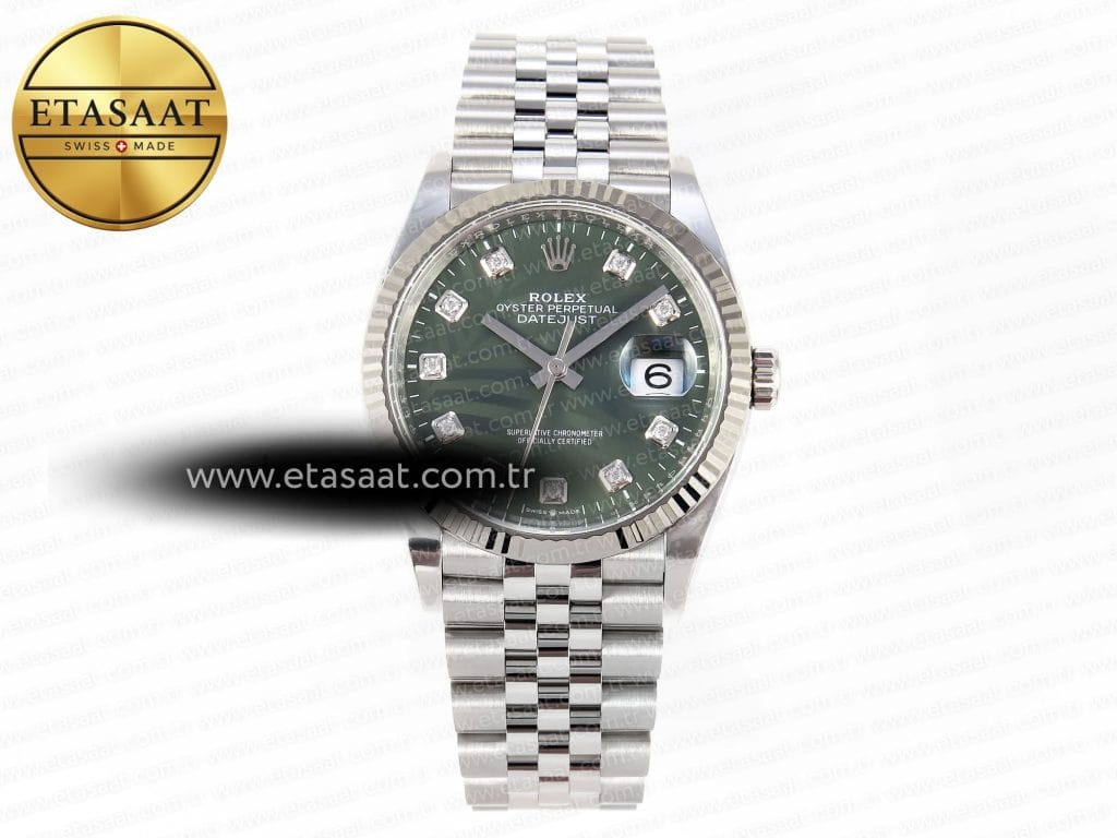 Rolex Datejust 36 126234 Çelik Yeşil VR3235 Eta Saat - Görsel 3 - 1:1 Süper Klon Saat