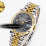 Rolex DateJust 36 SS/RG 126231 Gray Dial Green Roman Marker on Jubilee Bracelet VS3235