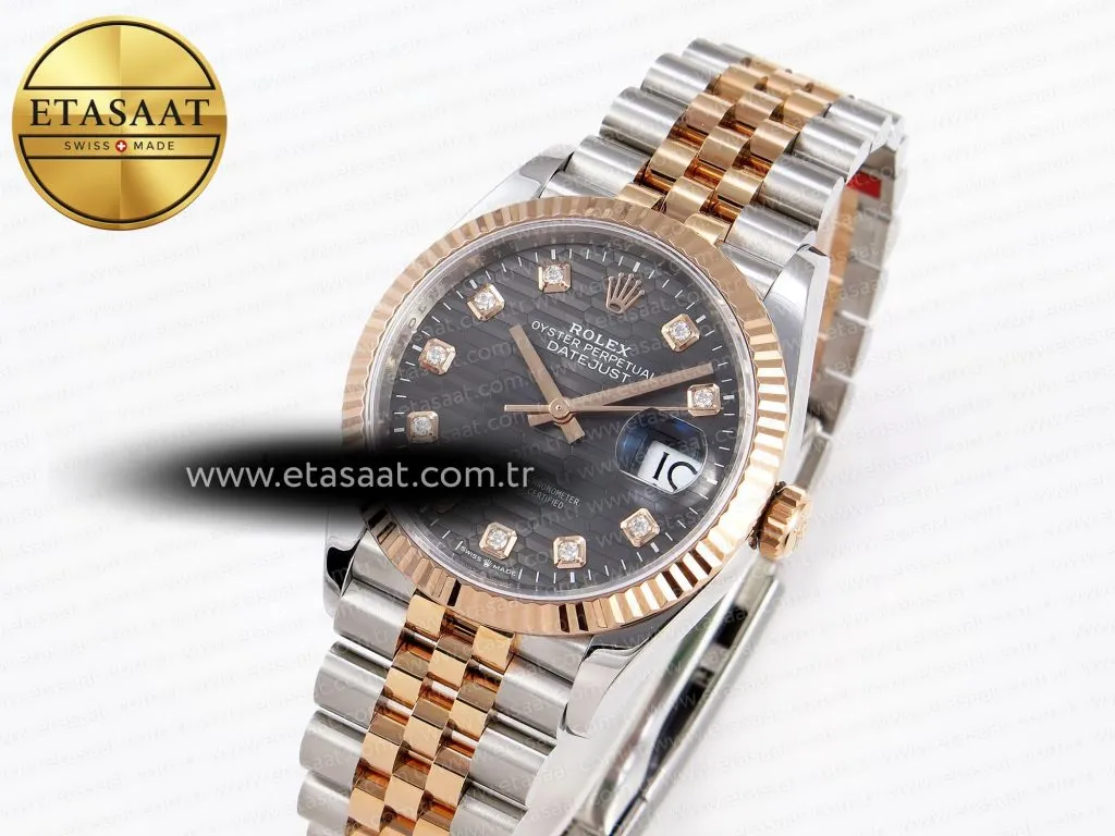 datejust 36 ss rg 126231 vsf 11 best edition 904l steel gray textured diamonds dial on jubilee bracelet vs32352