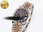 Rolex DateJust 36 SS/RG 126231 Gray Textured Stick Dial on Jubilee Bracelet VS3235 - Görsel 2
