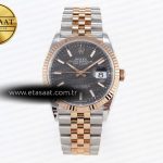 Rolex Datejust 36 Çelik/RG 126231 Gri Dokulu Çizgi VS3235 Eta Saat - Görsel 3 - 1:1 Süper Klon Saat