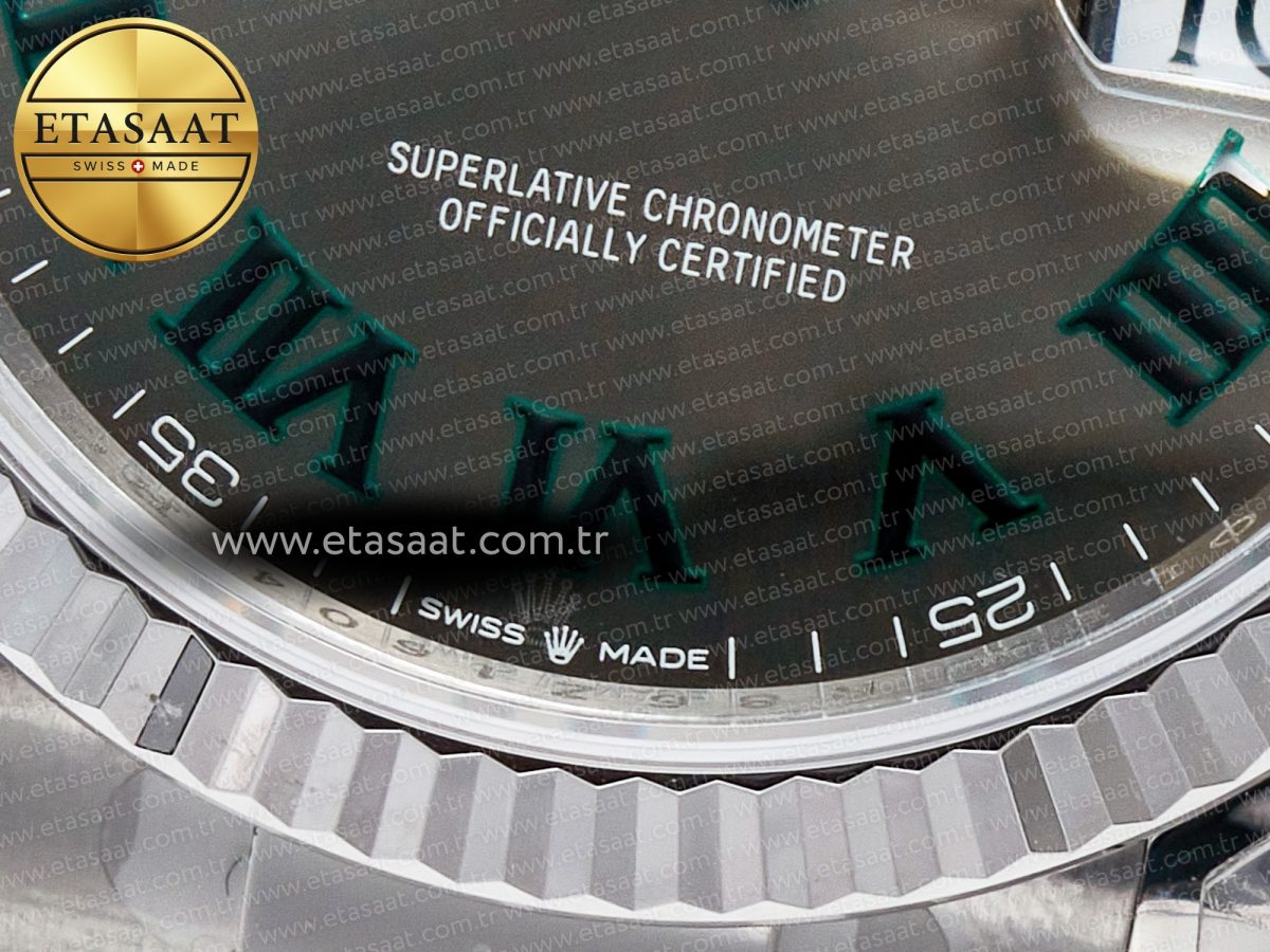 Rolex DateJust 41 126330 904L Best Edition Gray Dial Green Roman on Oyster Bracelet VS3235 - Görsel 12