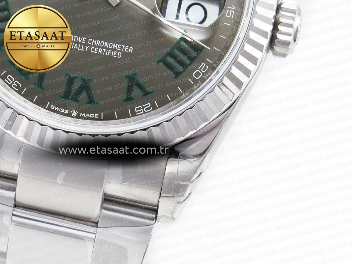 Rolex DateJust 41 126330 904L Best Edition Gray Dial Green Roman on Oyster Bracelet VS3235 - Görsel 13