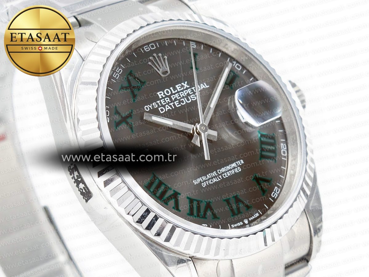 Rolex DateJust 41 126330 904L Best Edition Gray Dial Green Roman on Oyster Bracelet VS3235 - Görsel 5