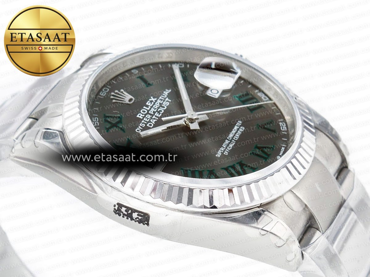 Rolex DateJust 41 126330 904L Best Edition Gray Dial Green Roman on Oyster Bracelet VS3235 - Görsel 7