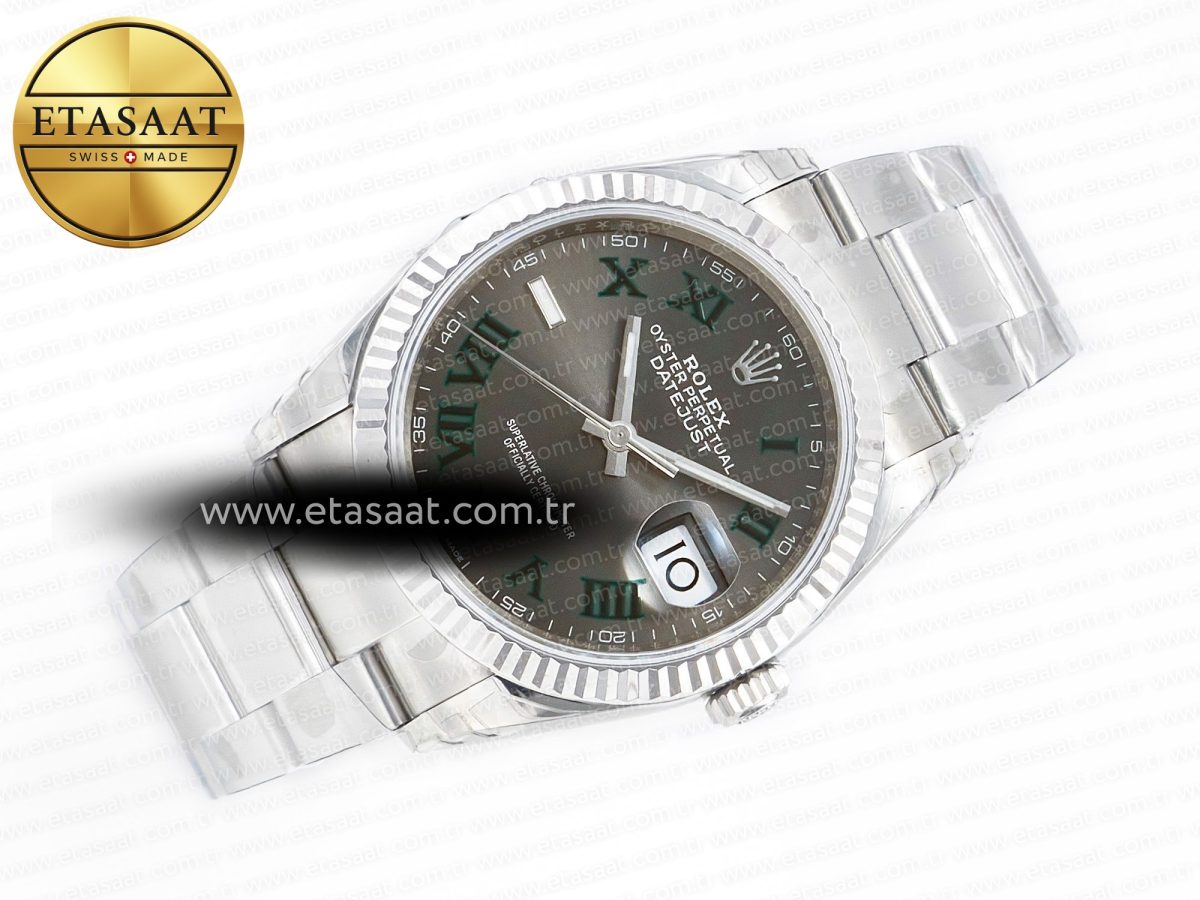 Rolex DateJust 41 126330 904L Best Edition Gray Dial Green Roman on Oyster Bracelet VS3235 - Görsel 8