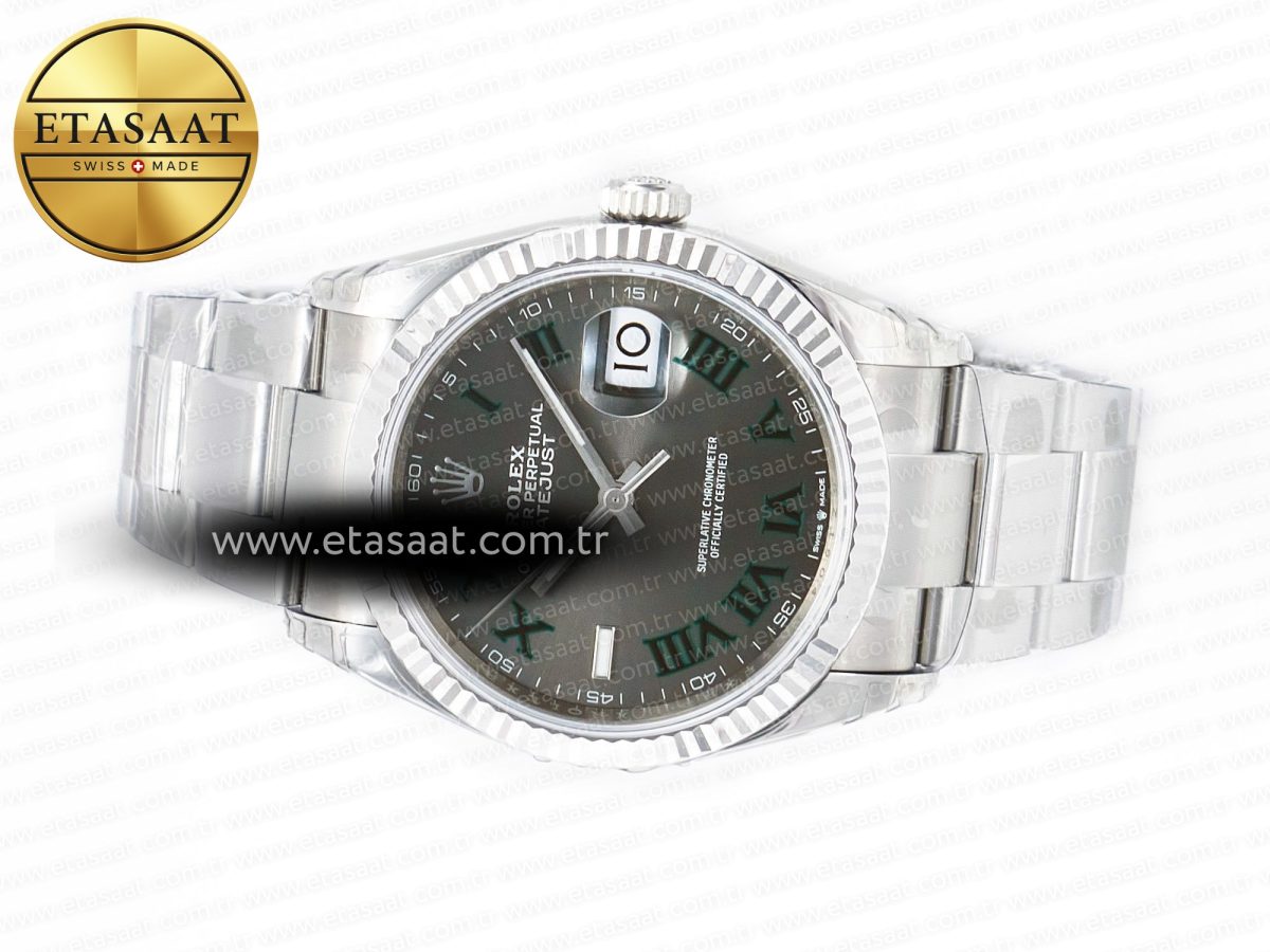 Rolex DateJust 41 126330 904L Best Edition Gray Dial Green Roman on Oyster Bracelet VS3235 - Görsel 9
