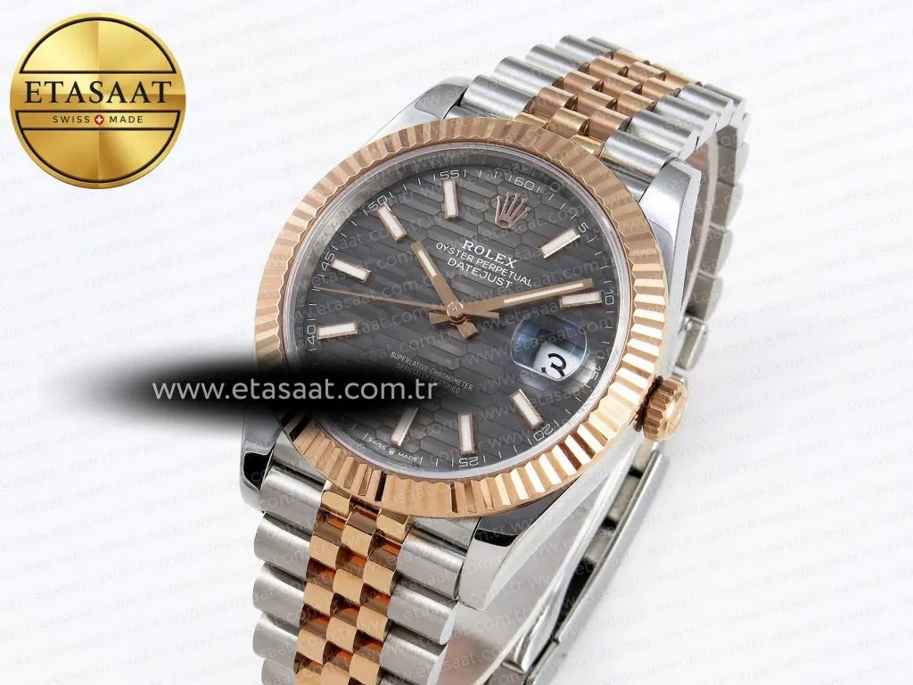 datejust 41 126331 vsf 11 best edition 904l steel gray textured dial on ss rg jubilee bracelet vs32352