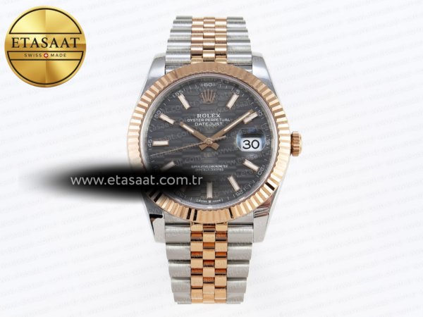 Rolex Datejust 41 126331 Gri Dokulu Kadran VS3235 Eta Saat - 1:1 Süper Klon Replika Saat