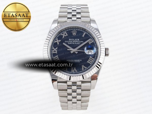 Rolex Datejust 41MM 126334 Mavi Kadran Roma Rakamlı SH3235 Eta Saat - 1:1 Süper Klon Replika Saat
