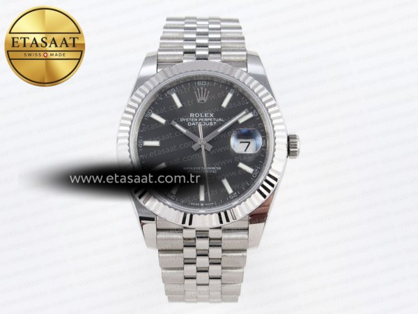 Rolex Datejust 41MM 126334 Gri Kadran Çizgi İndeks SH3235 Eta Saat - 1:1 Süper Klon Replika Saat