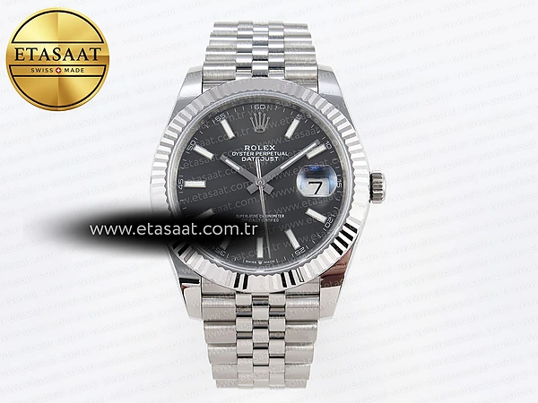 Rolex Datejust 41MM 126334 Gri Kadran Çizgi İndeks SH3235 Eta Saat - 1:1 Süper Klon Replika Saat
