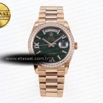 Rolex Day-Date 36mm Rg/Rg Pres Pırlantalı Yeşil Raf A2836 Eta Saat - Görsel 3 - 1:1 Süper Klon Saat