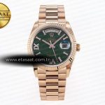 Rolex Day-Date 36mm Rg/Rg Pres Yeşil Kadran Raf A2836 Eta Saat - Görsel 3 - 1:1 Süper Klon Saat