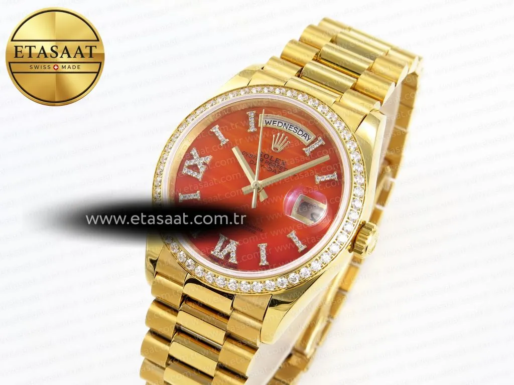daydate 36mm yg yg pres dia orange gradient dial raf a28362