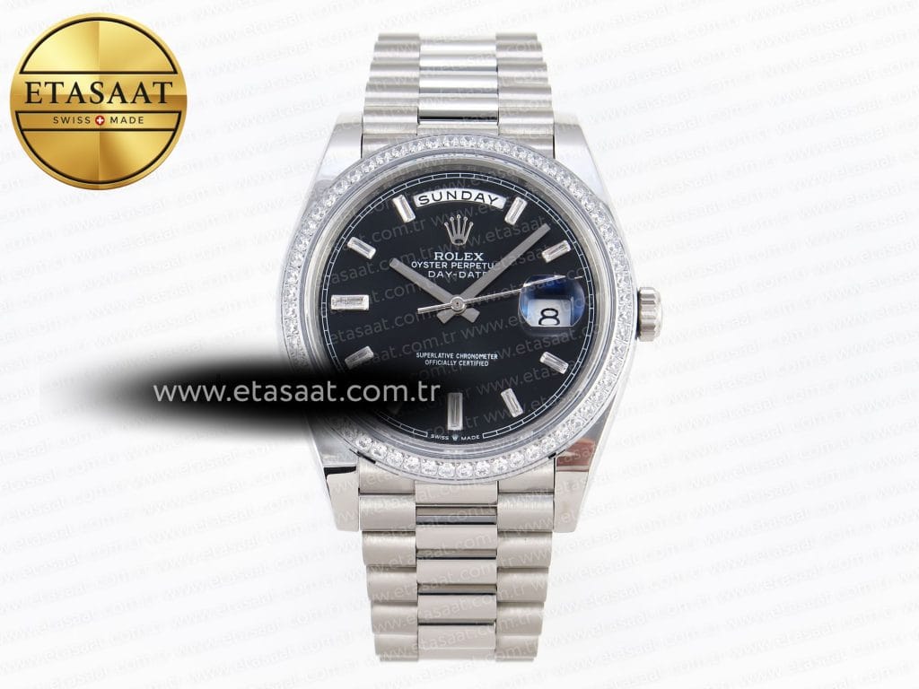 Rolex Day-Date 40 Siyah Crysta Bilezik A2836 Eta Saat - Görsel 3 - 1:1 Süper Klon Saat