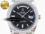 daydate 40 ss gsf gain weight black crystal dial diamonds bezel on president bracelet a28364