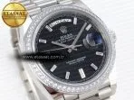daydate 40 ss gsf gain weight black crystal dial diamonds bezel on president bracelet a28365
