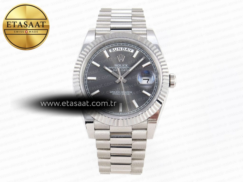 Rolex Day-Date 40 Gri Çizgi Kadran A2836 Eta Saat - Görsel 3 - 1:1 Süper Klon Saat