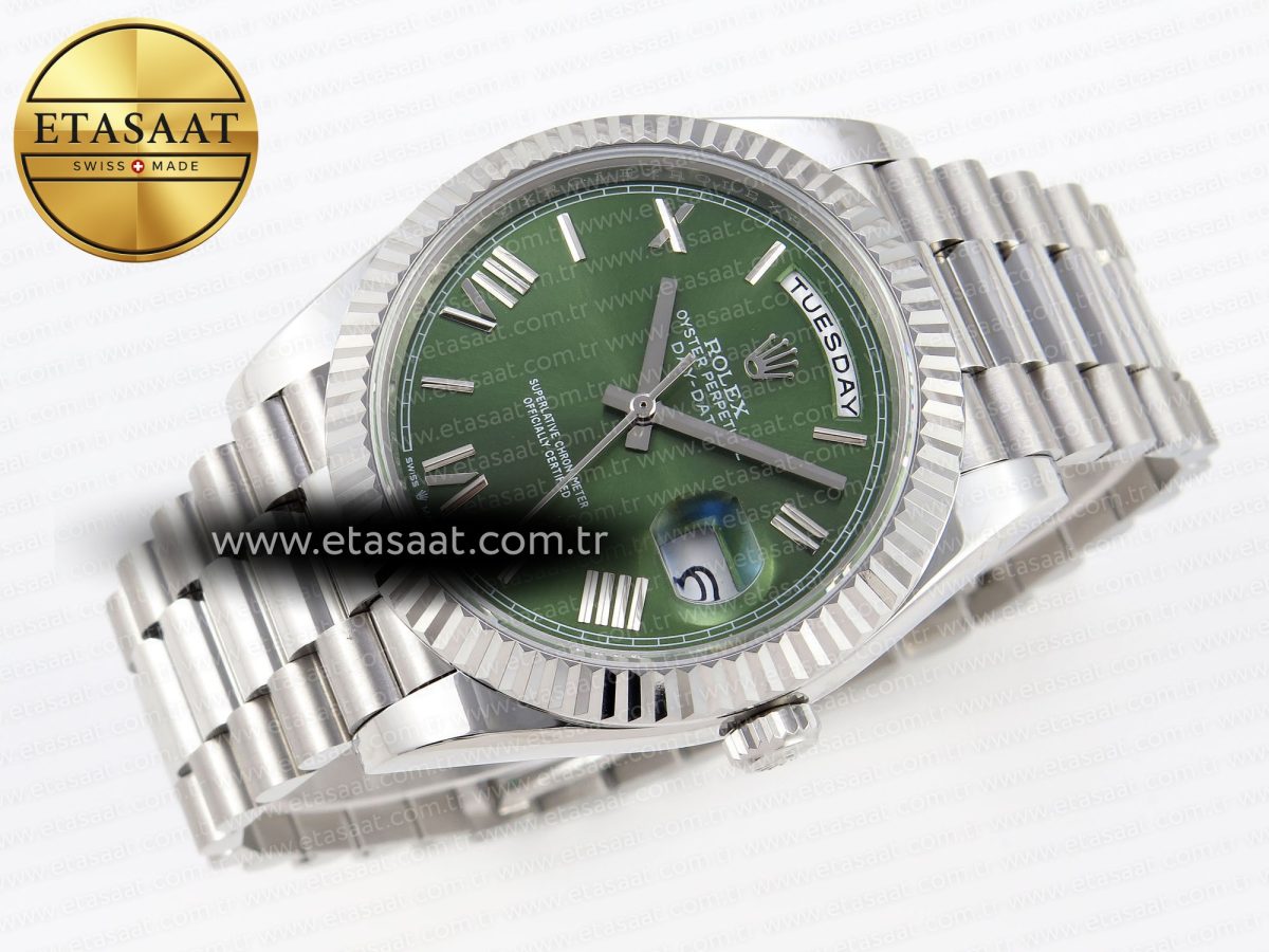 Rolex DayDate 40 GREEN ROMAN BRACELET A2836 - Görsel 6
