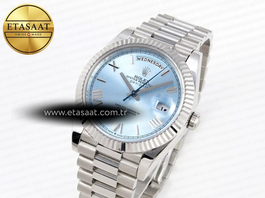 daydate 40 ss gsf gain weight ice blue roman dial on president bracelet a28362