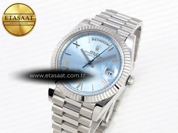daydate 40 ss gsf gain weight ice blue roman dial on president bracelet a28362