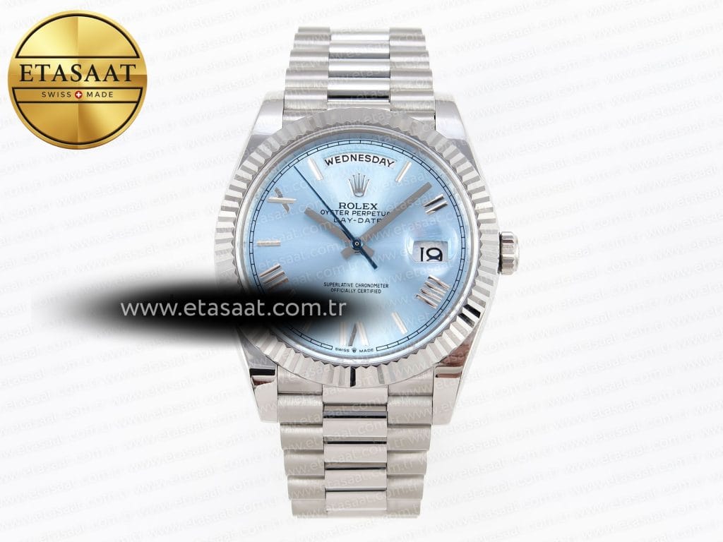 Rolex Day-Date 40 Buz Mavi Bilezik A2836 Eta Saat - Görsel 3 - 1:1 Süper Klon Saat