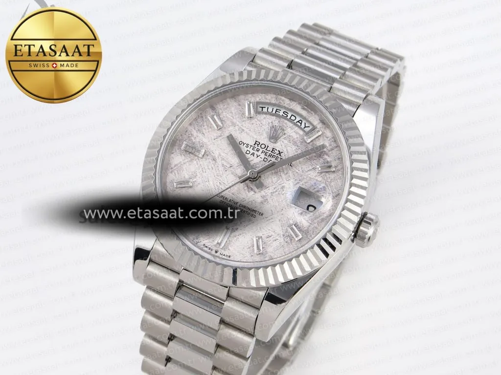 daydate 40 ss gsf gain weight meteorite crystal dial on president bracelet a28362