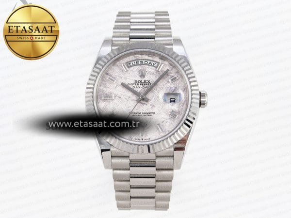 Rolex Day-Date 40 Meteorit Kristal A2836 Eta Saat - Görsel 3 - 1:1 Süper Klon Saat