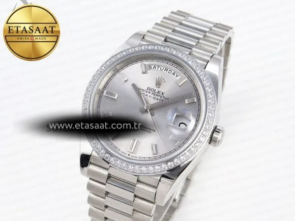 daydate 40 ss gsf gain weight silver crystal dial on president bracelet a28361