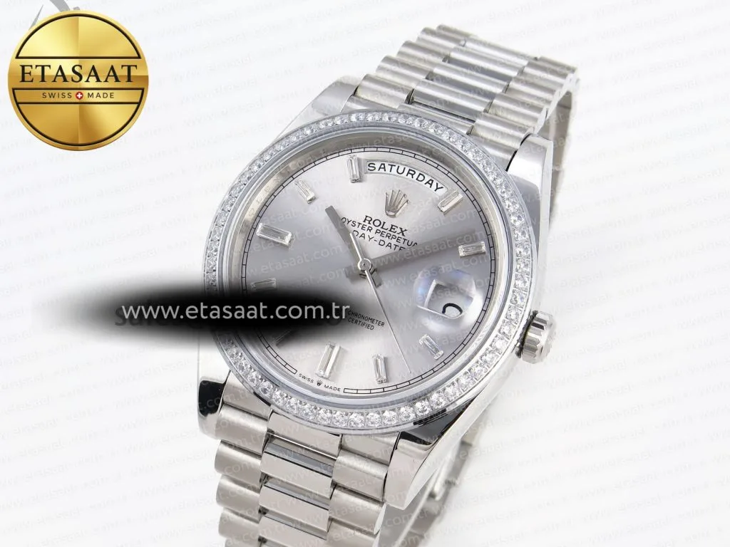 daydate 40 ss gsf gain weight silver crystal dial on president bracelet a28362